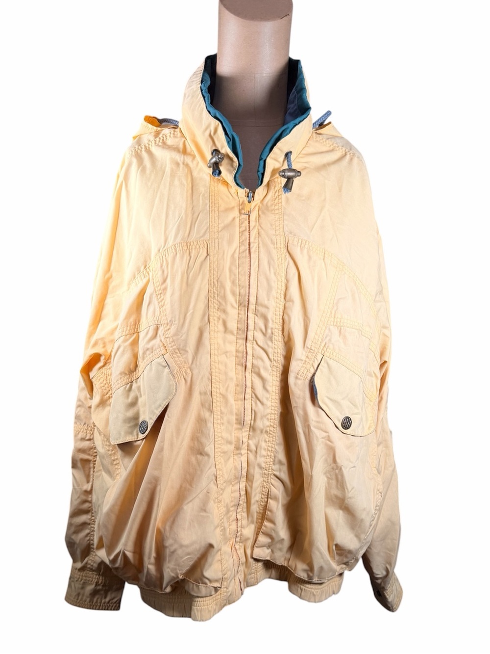 OUTDOOR HAGGAR Vintage Yellow Hooded Zip-Up Windbreaker Jacket